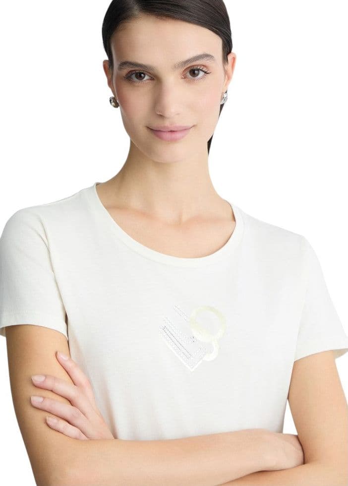 Liu Jo t-shirt panna logo con strass TA5170JS923 M9283 T-shirt Liu Jo