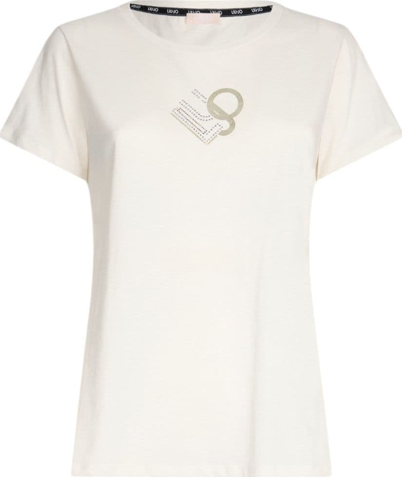 Liu Jo t-shirt panna logo con strass TA5170JS923 M9283 T-shirt Liu Jo