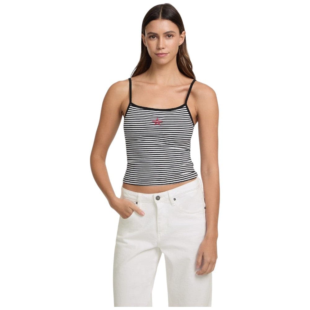 Top in Cotone a Righe Nero-Bianco Guess Jeans Donna