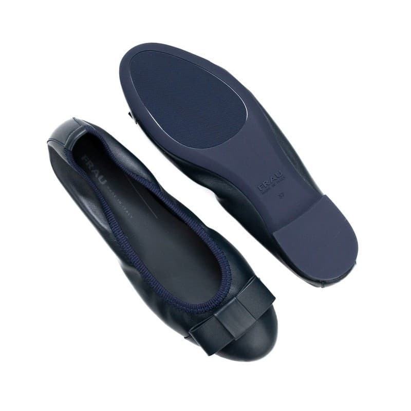 Frau ballerina in nappa navy con fiocco in tinta 70P3 - 3