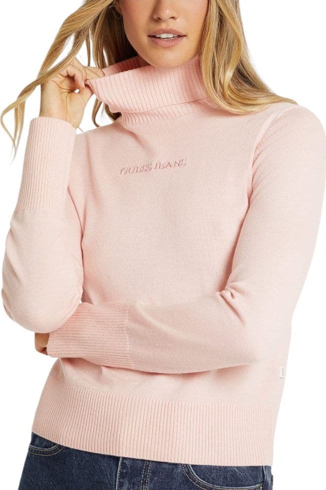 Guess Jeans pullover rosa collo alto mini logo W4BR15Z3HO2G6R4 Maglieria Guess Jeans