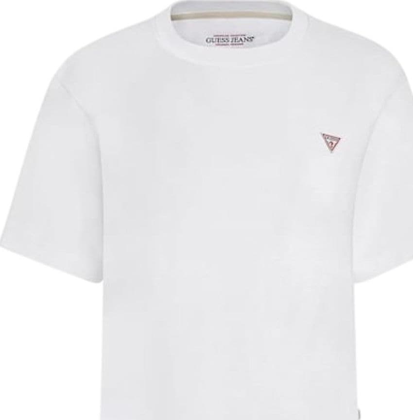 Guess Jeans t-shirt bianca logo triangolo boxy fit W4YI05 K8HM0 G011 T-shirt Guess Jeans