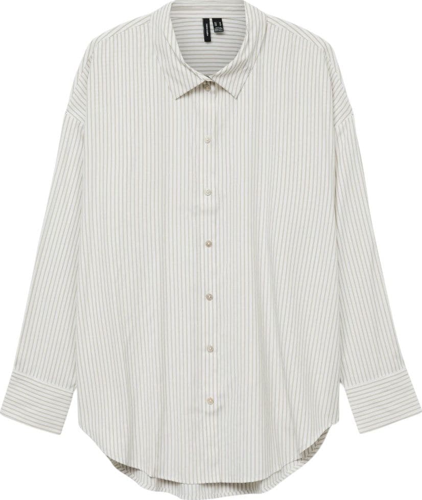 Vero Moda camicia over bianca beige a righe Nora 10319825 Camicie Vero Moda