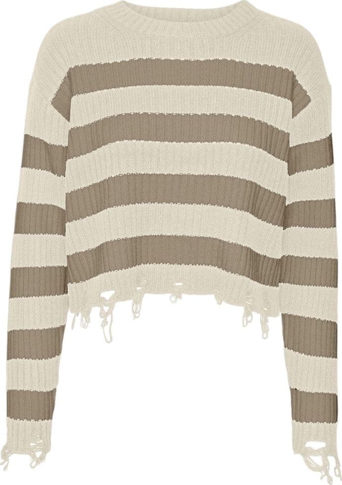 Vero Moda pullover cropped marrone panna MERCER 10314141 - 2