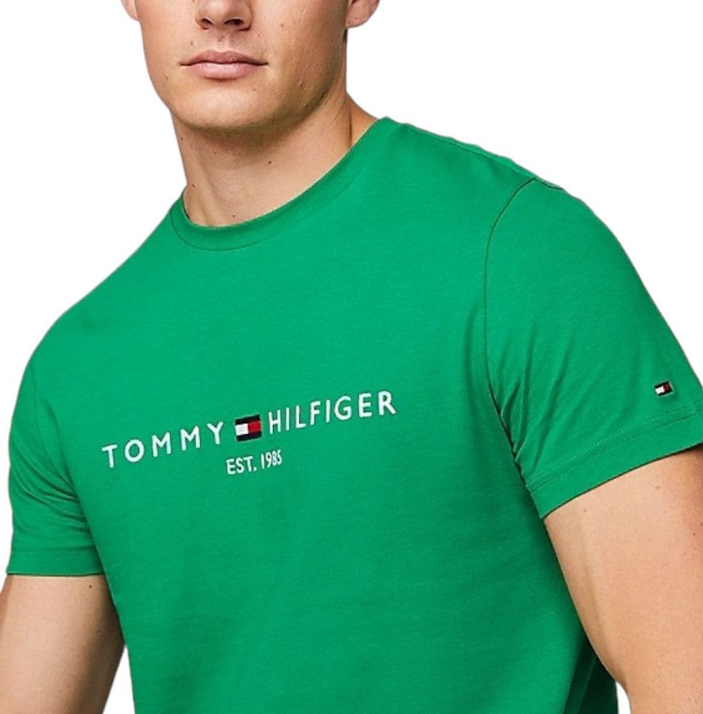 Tommy Hilfiger t-shirt verde logo ricamato MW0MW11797 T-shirt Tommy Hilfiger