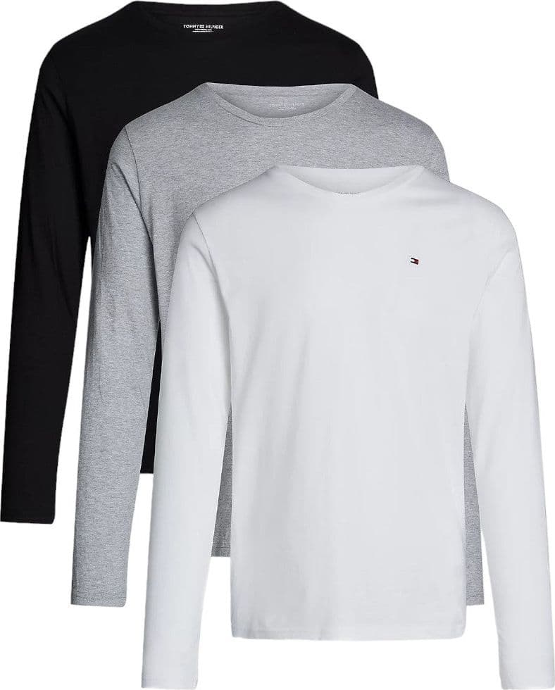 Tommy Hilfiger pack 3 t-shirt manica lunga bianca nero grigia UM0UM03378 - 8