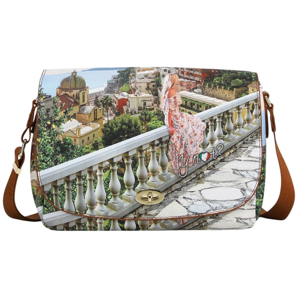 YNot borsa a tracolla flap bag in ecopelle con tracolla regolabile