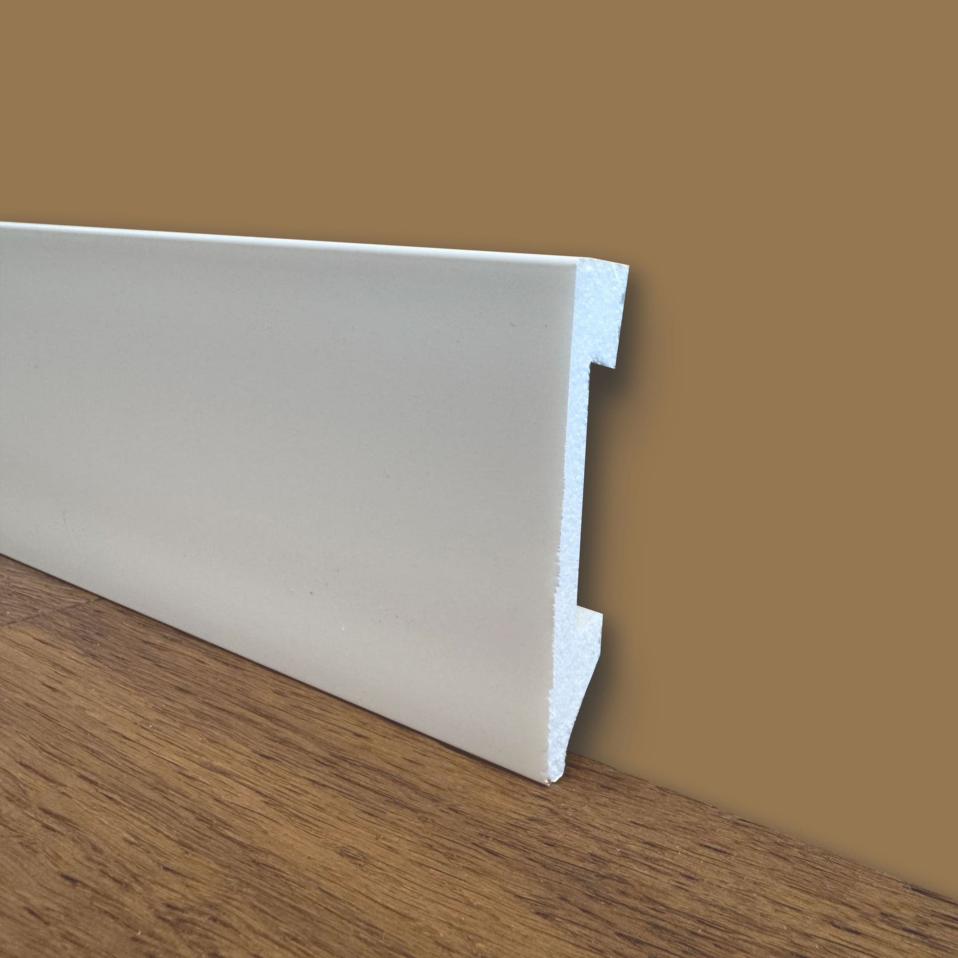 Battiscopa Quadro in POLIMERI linea BASICBOARD  75x14mm - BIANCO pitturabile (prezzo al metro) in Battiscopa Eternal Parquet - Ariano Irpino, commercioVirtuoso.it