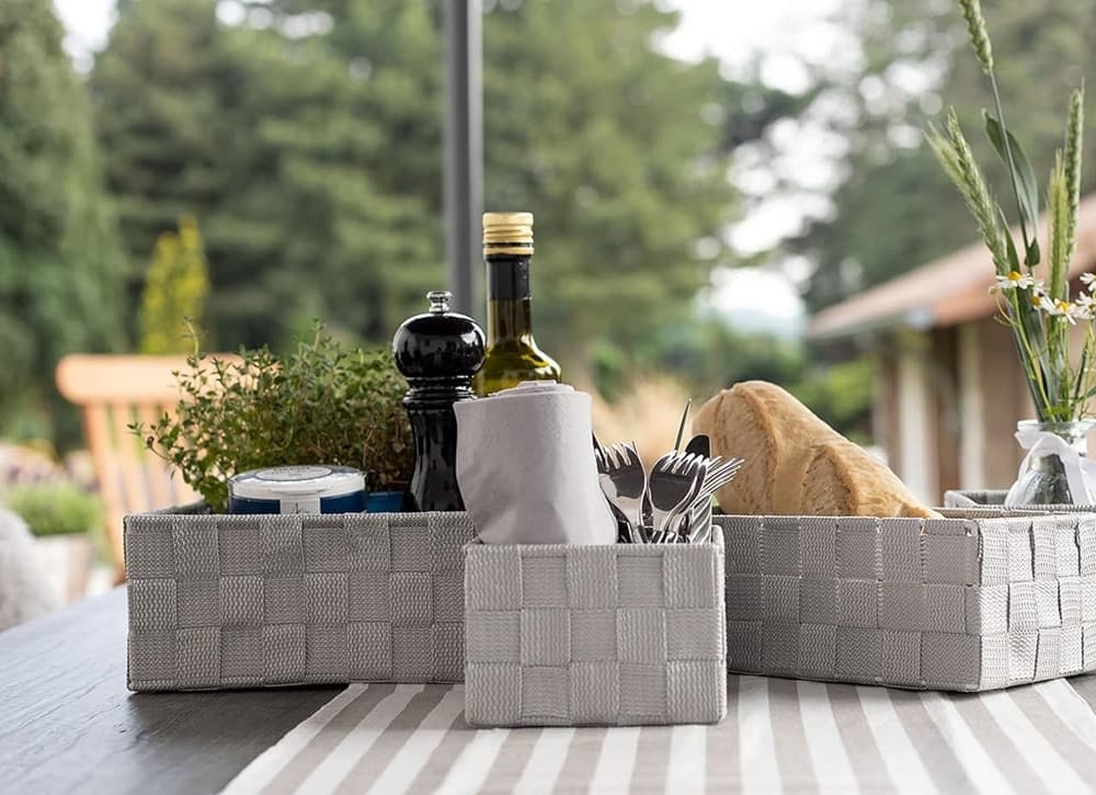 6 PZ SCATOLA IN TESSUTO CONTENITORI ORGANIZER BAGNO ARMADIO PORTA OGGETTI GRIGIO 79073 - 3