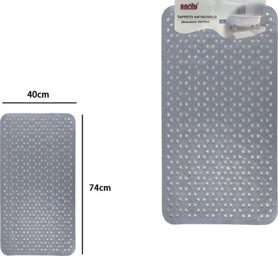TAPPETO ANTISCIVOLO INTRECCIO GEOMETRICO GRIGIO PER VASCA DA BAGNO DOCCIA 40X74CM 10799 - 2