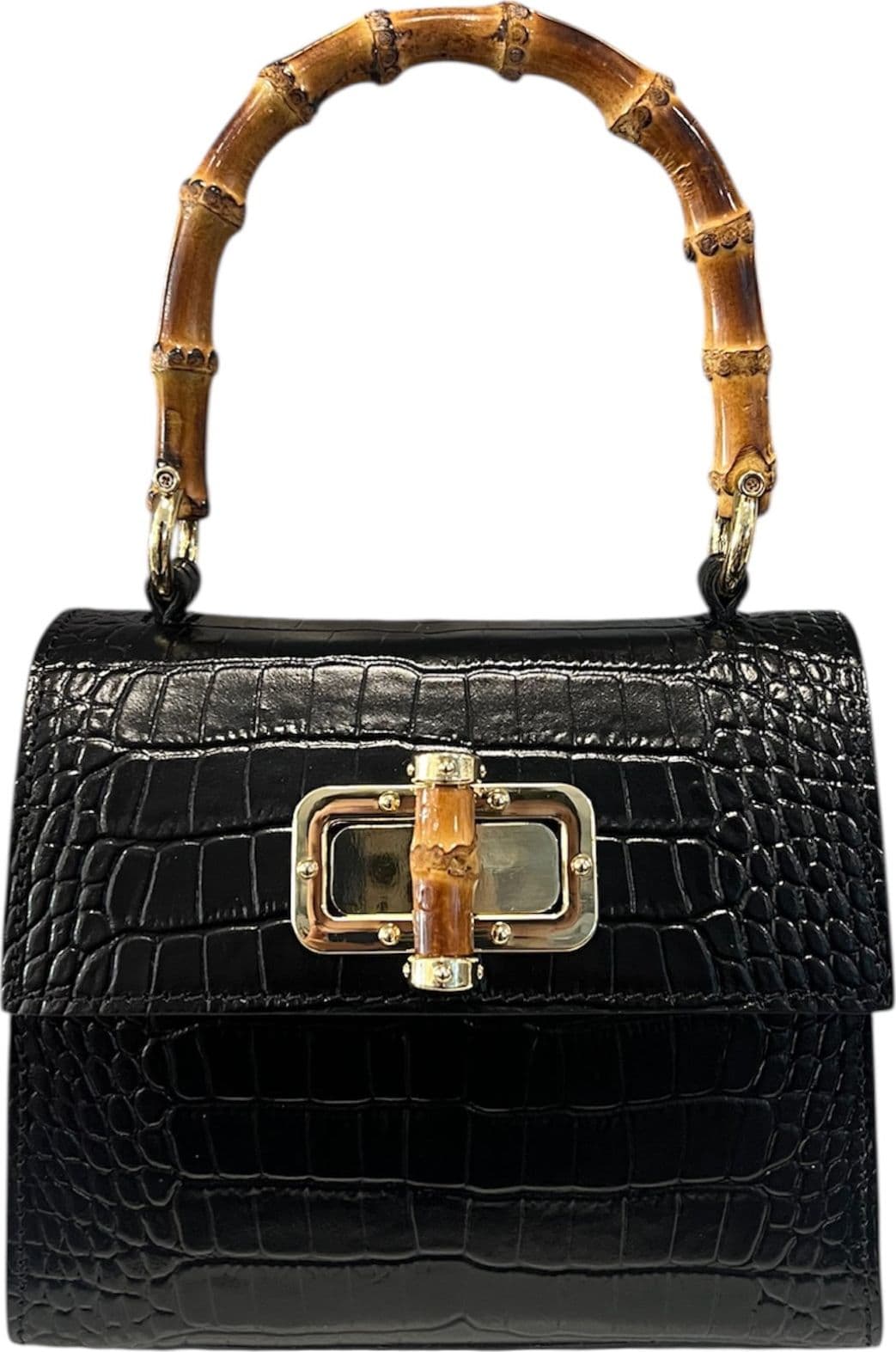 Modarno Borsa a mano fantasia Cocco 18x9x16 cm – Nero