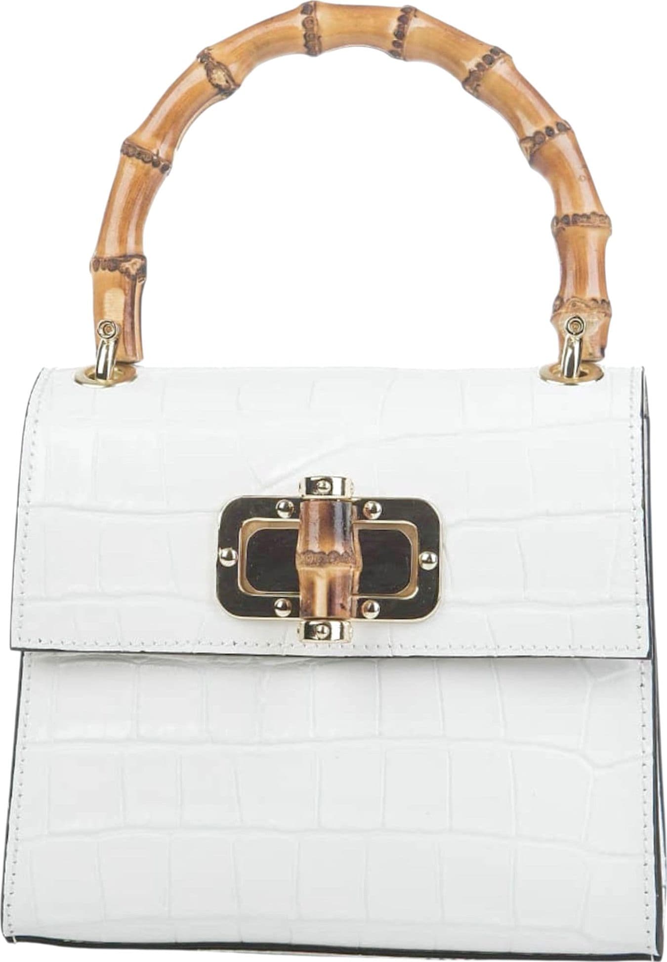 Modarno Borsa a mano fantasia Cocco 18x9x16 cm – Bianco