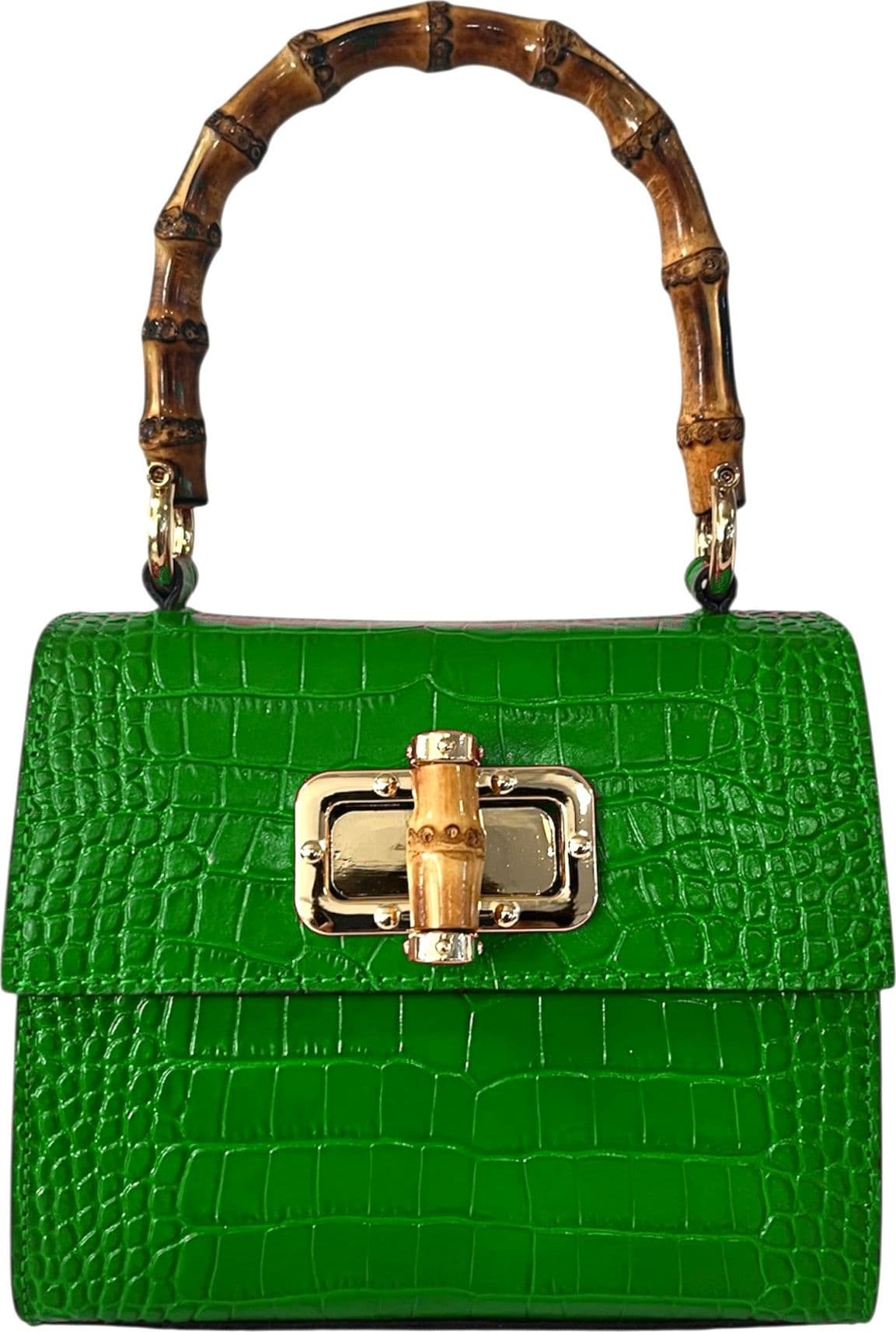 Modarno Borsa a mano fantasia Cocco 18x9x16 cm – Verde Smeraldo