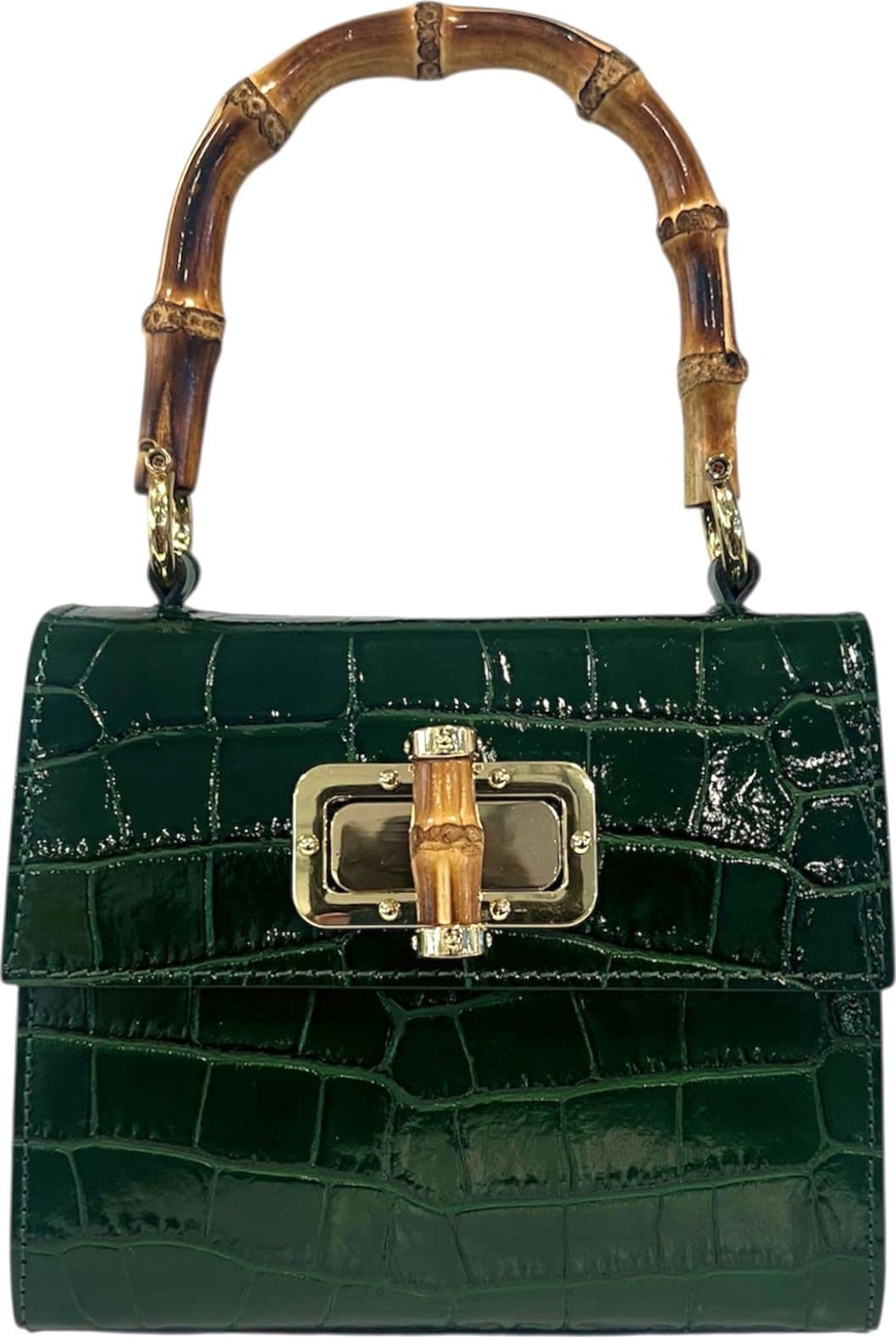 Modarno Borsa a mano fantasia Cocco 18x9x16 cm – Verde Scuro