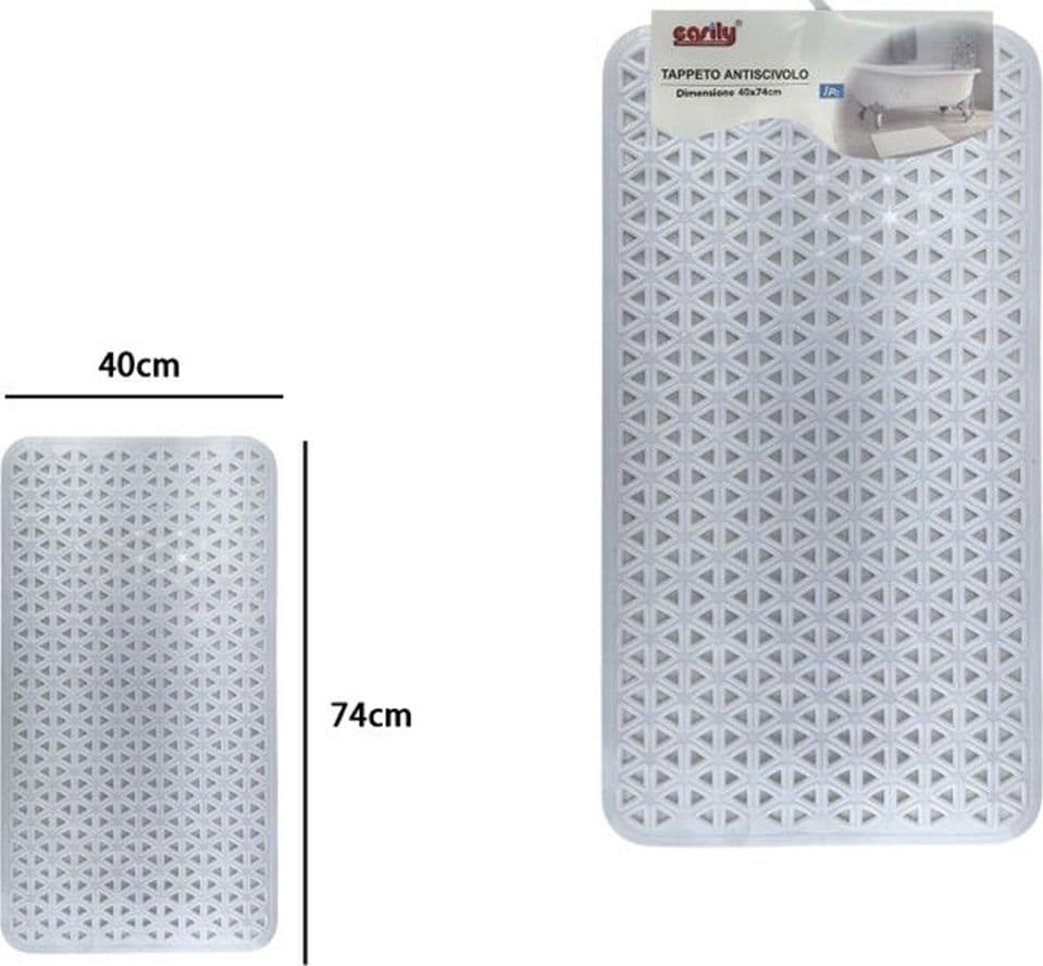 TAPPETO ANTISCIVOLO INTRECCIO GEOMETRICO BIANCO PER VASCA DA BAGNO DOCCIA 40X74CM 10797 - 3