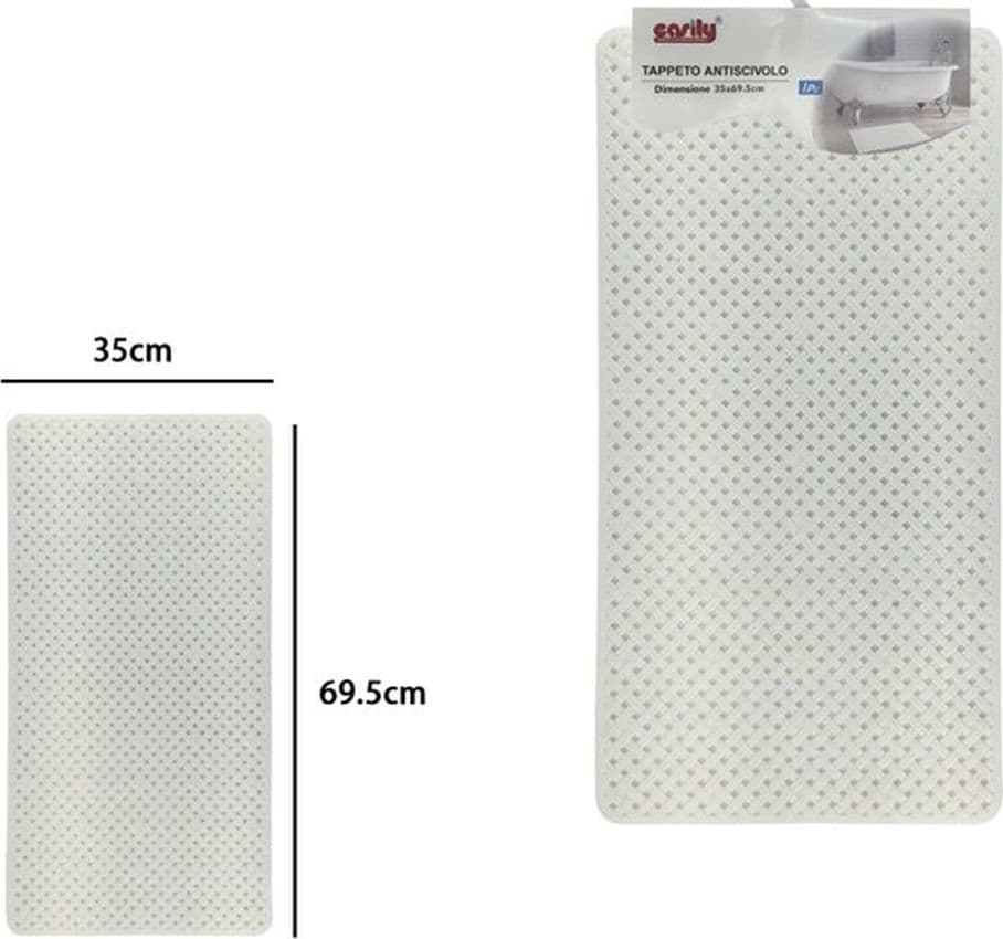 TAPPETO ANTISCIVOLO EFFETTO INTRECCIATO BIANCO PER VASCA DA BAGNO DOCCIA 35X69.5CM 10794 - 2