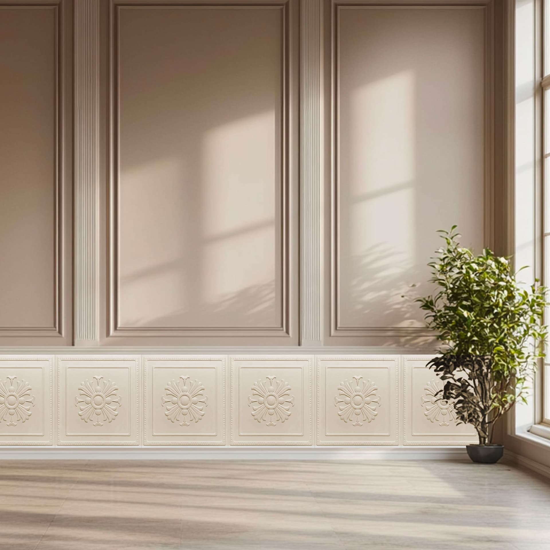 €3,49 pannello per boiserie a parete, rivestimento cassonato a soffitto e porte in PVC 3D 50X50cm mod. VENICE - Eternal Parquet