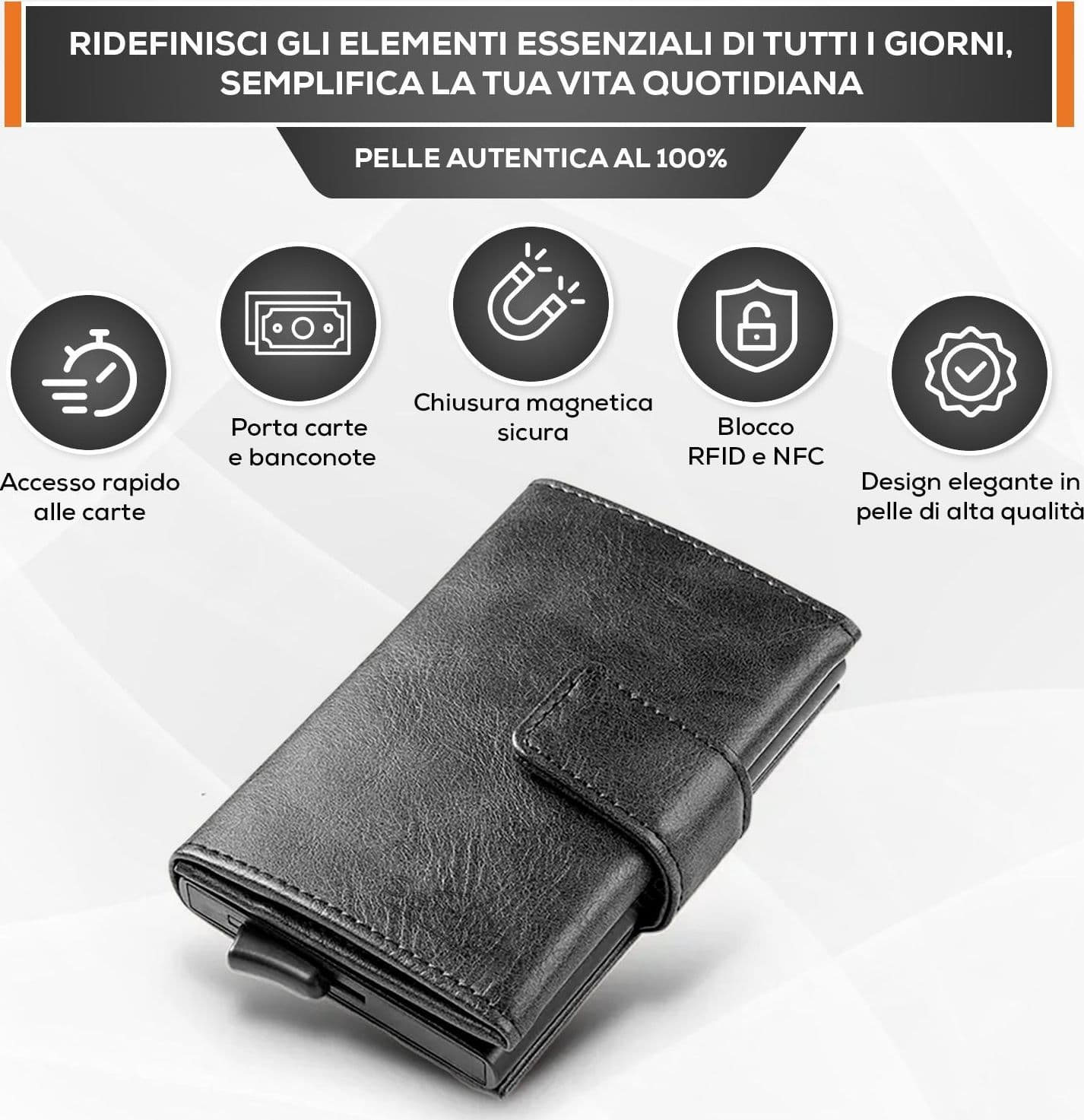 SEI G Portafoglio uomo portacarte nero blocco RFID Portafogli SEI G