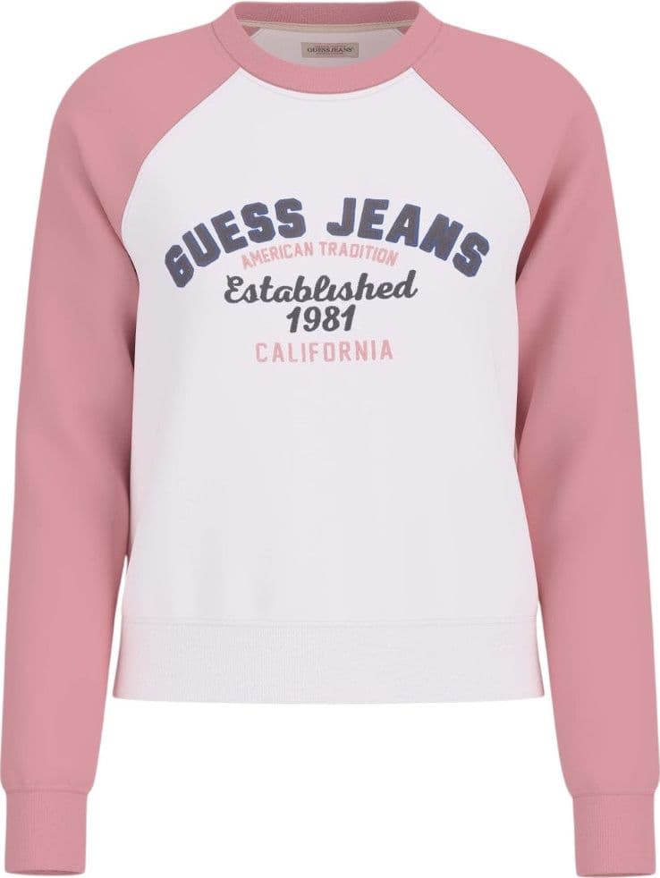 Guess Jeans felpa bianca e rosa W5RQ23 K68I4 F6DX