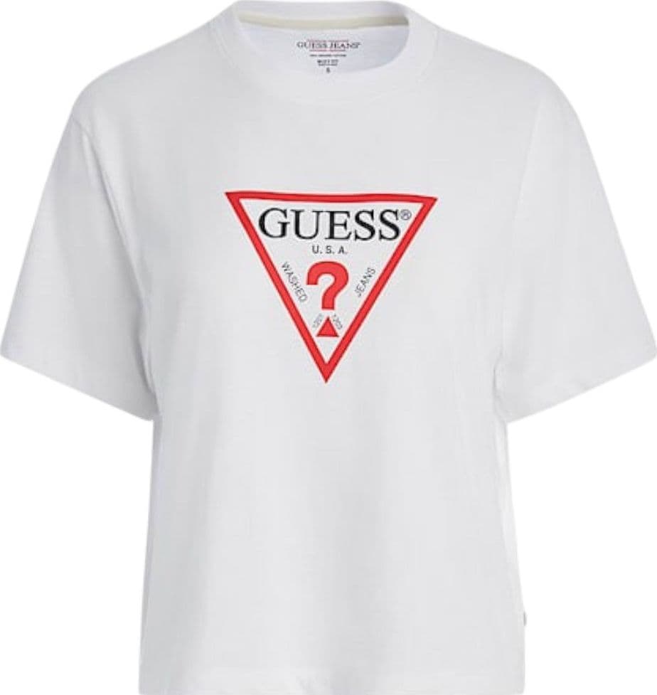 Guess Jeans t-shirt bianca boxy fit tringolo grande W4YI73 K8HM0 G011 T-shirt Guess Jeans