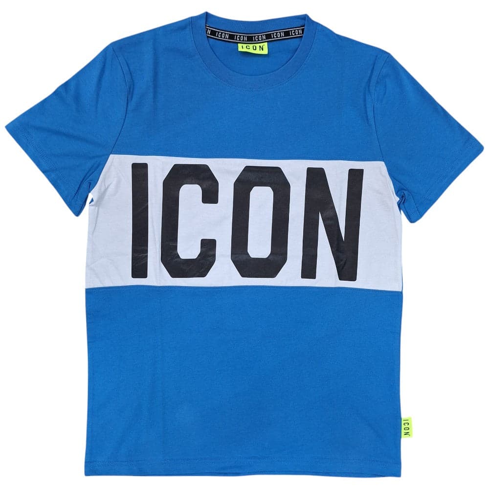 ICON t-shirt blu oceano stipe logo grande ICUS2S5T037 - 3