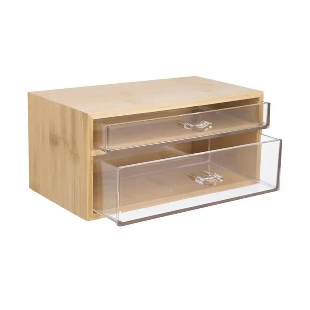PORTA GIOIELLI COSMETICI CON 2 CASSETTI FORME DIVERSE ORGANIZER LEGNO 24.3X15.3X11CM 10831 - 9