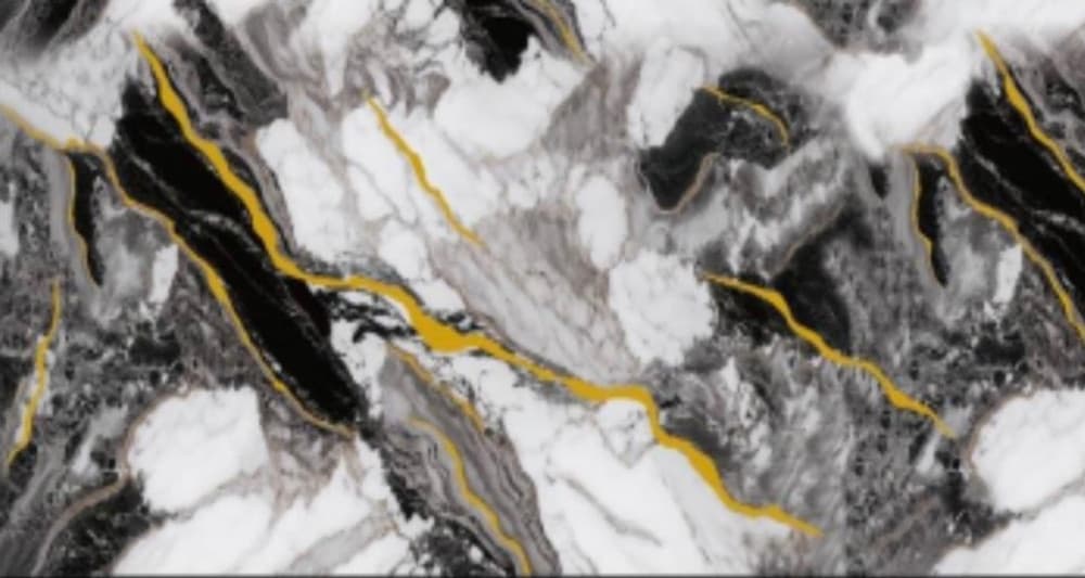 PANNELLO ADESIVO EFFETTO MARMO BIANCO NERO CON ORO 120X300CM PARETI PARASCHIZZI STANZA - 2