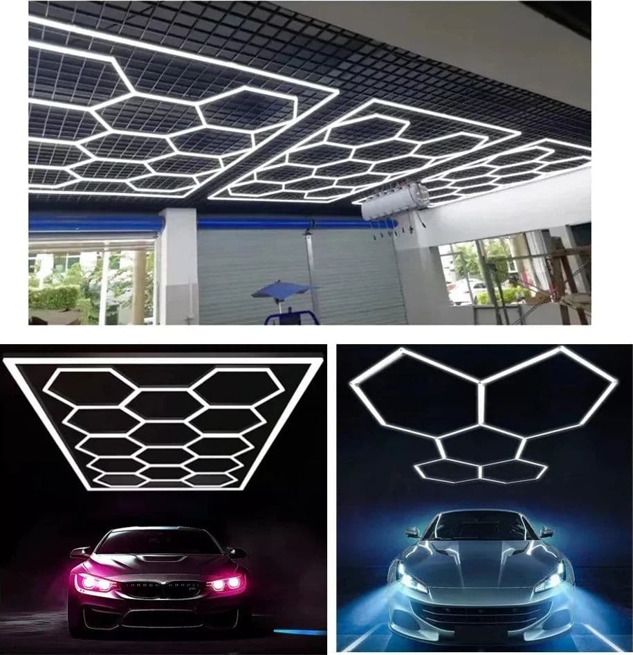 5-14 x lampada LED esagonale officina garage parete soffitto luce illuminazione - 21