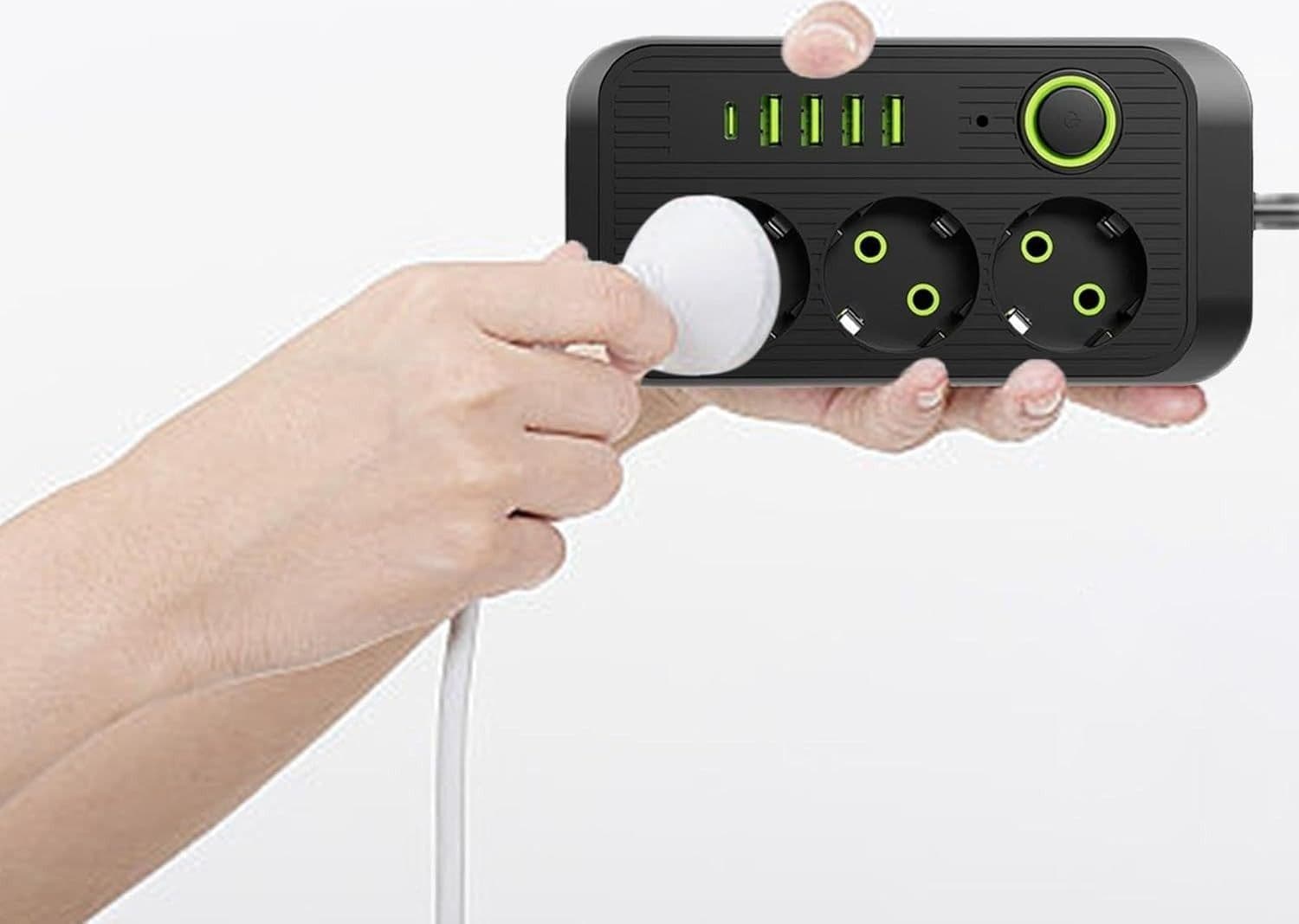 Multipresa Ciabatta 3 Prese 4 USB-A USB-C Prolunga 2m Ricarica Rapida Nero 250V - 2