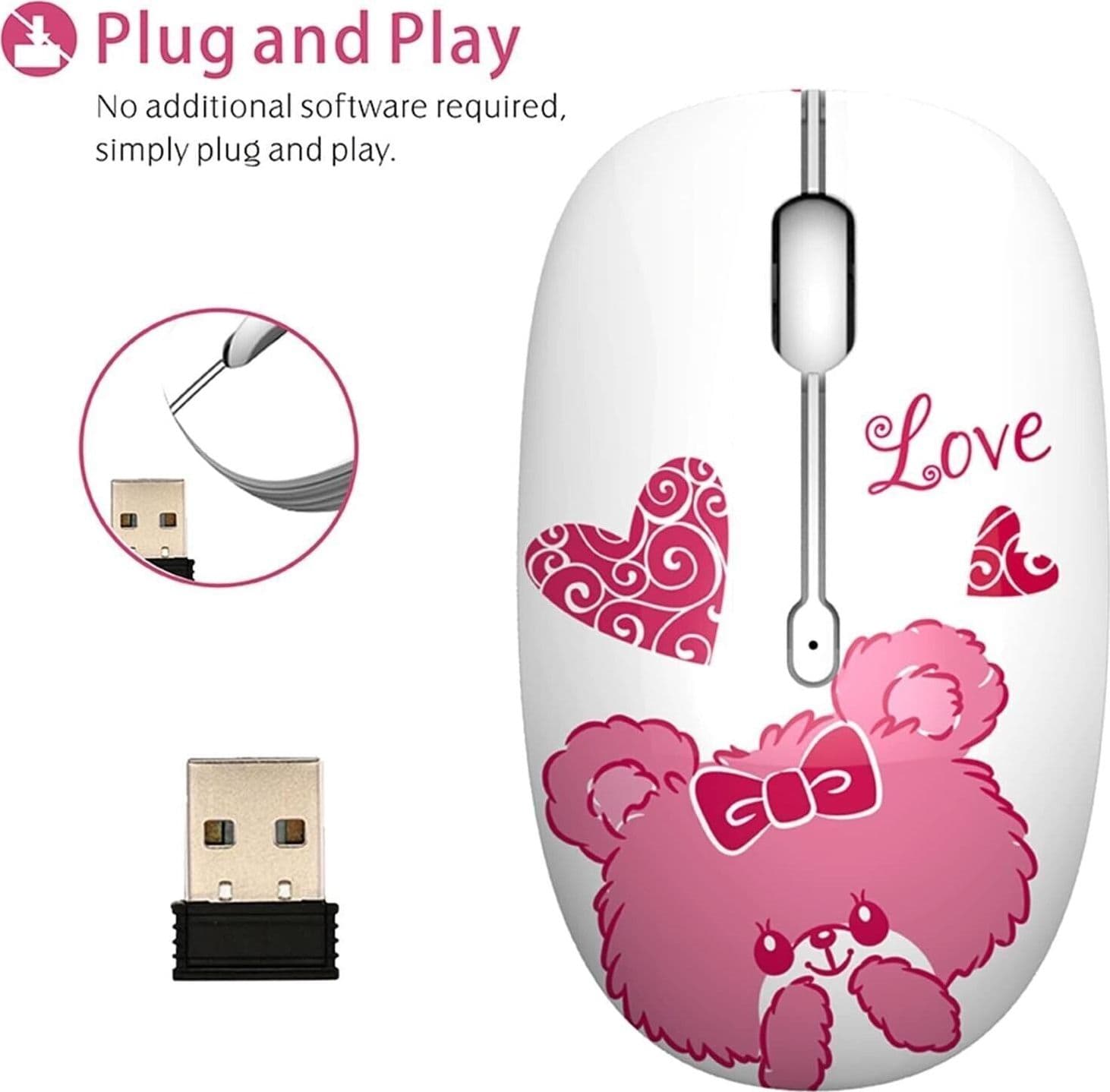 TENMOS M101 Mouse Wireless Simpatico Mouse Silenzioso per Computer - 6