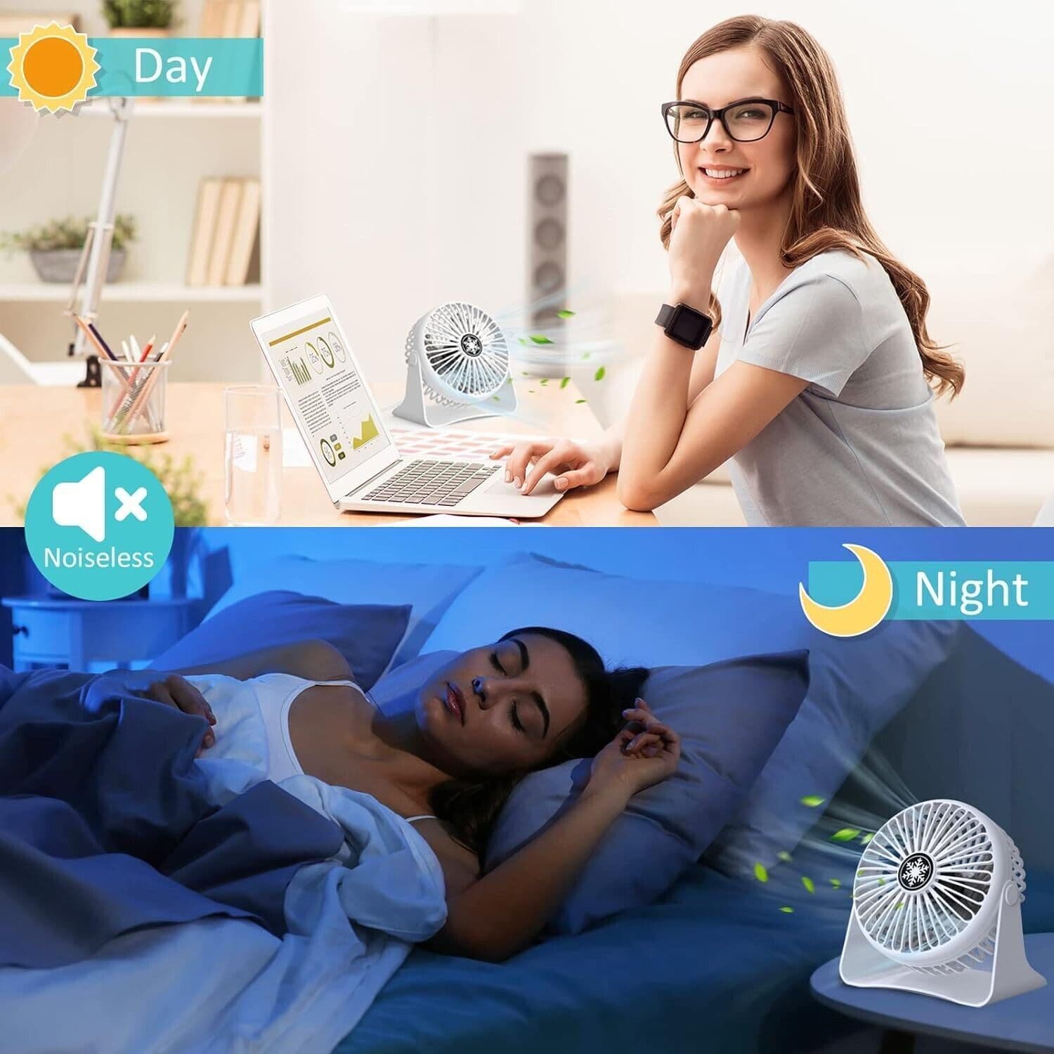 Ventilatore USB, Mini USB Ventilatore Silenzioso, Regolabile 3 Velocità - 8