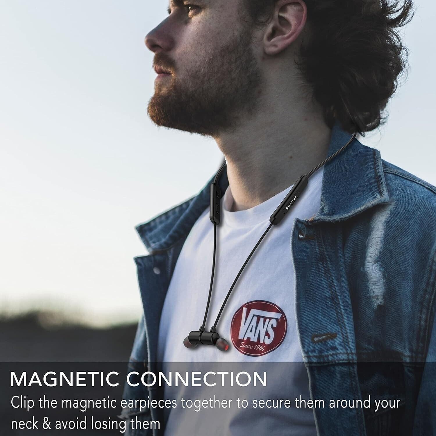 Cuffie Bluetooth YATWIN, V5.0, Cuffie Bluetooth wireless con microfono magnetico - 4