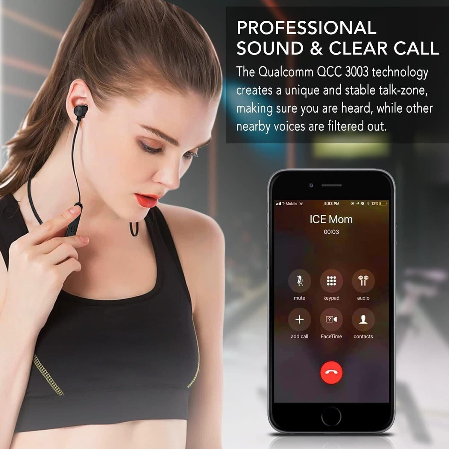 Cuffie Bluetooth YATWIN, V5.0, Cuffie Bluetooth wireless con microfono magnetico - 5