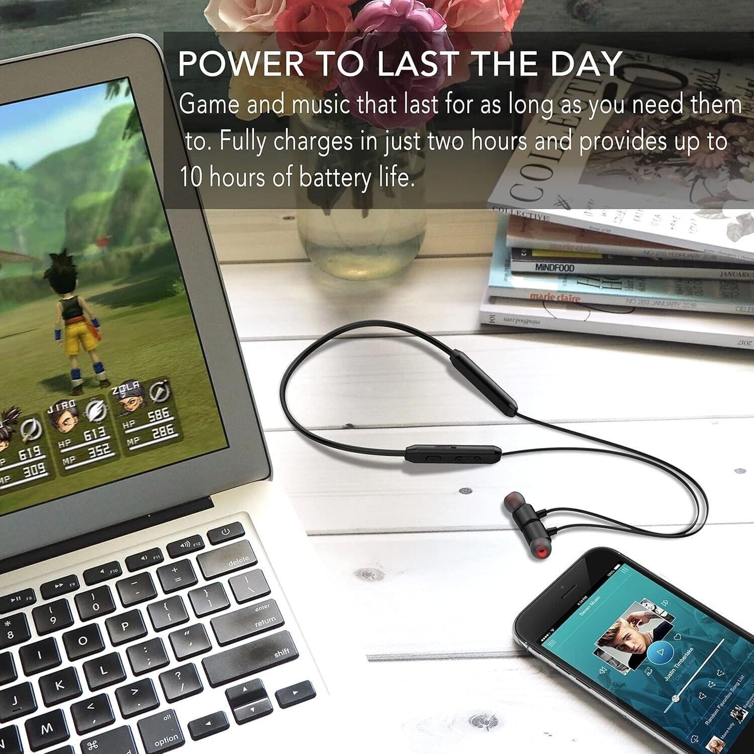 Cuffie Bluetooth YATWIN, V5.0, Cuffie Bluetooth wireless con microfono magnetico - 7