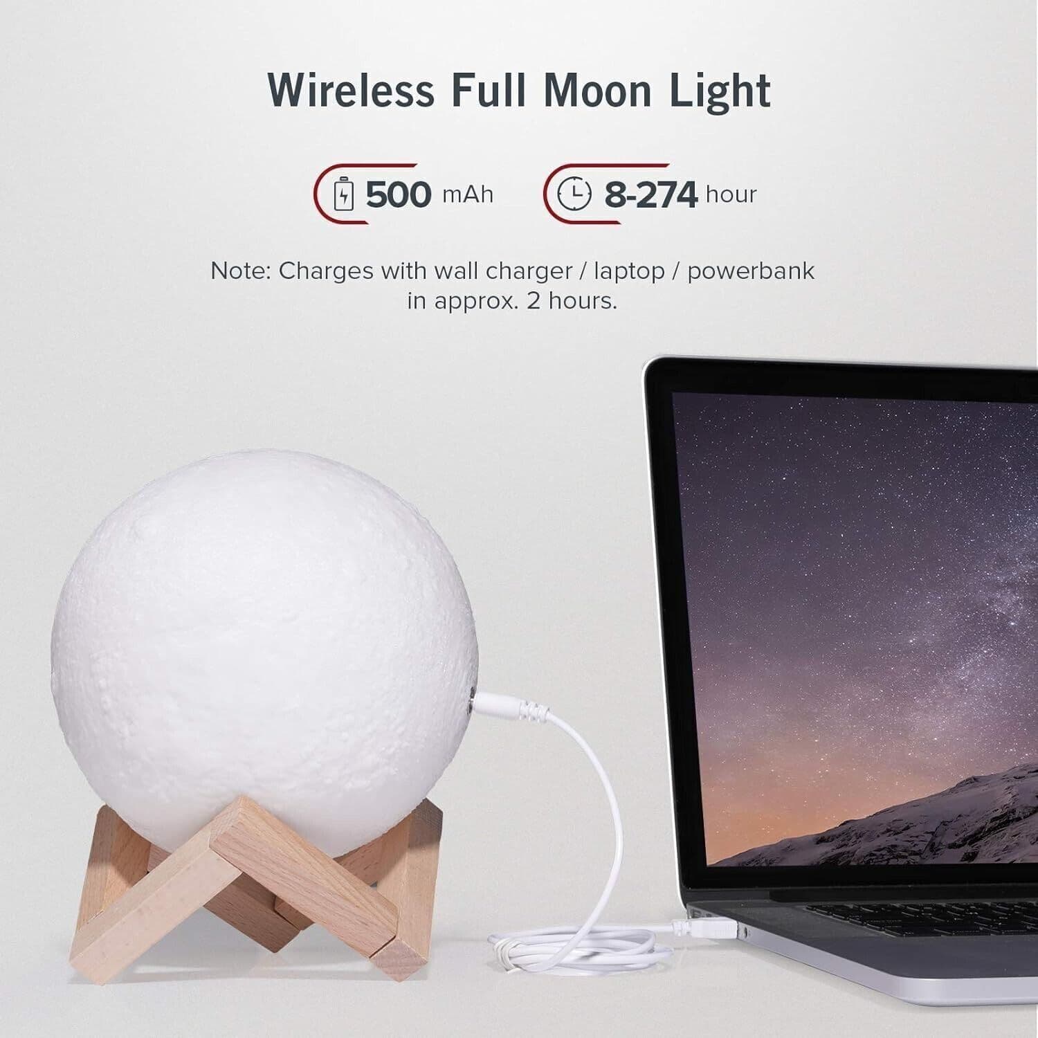 Lampada notturna 3D a forma di luna 3D, Luce notturna a 16 modalità RGB - 3