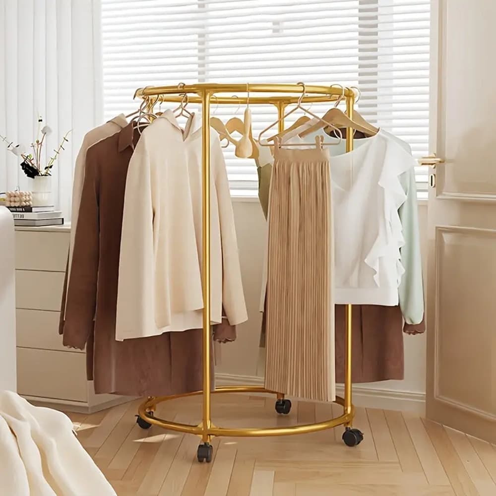 TELAIO CIRCOLARE TONDO CON RUOTE 360° SUPPORTO ROTANTE PER NEGOZIO ABBIGLIAMENTO - 21