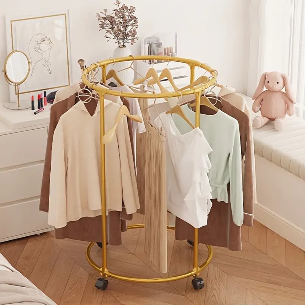 TELAIO CIRCOLARE TONDO CON RUOTE 360° SUPPORTO ROTANTE PER NEGOZIO ABBIGLIAMENTO - 24