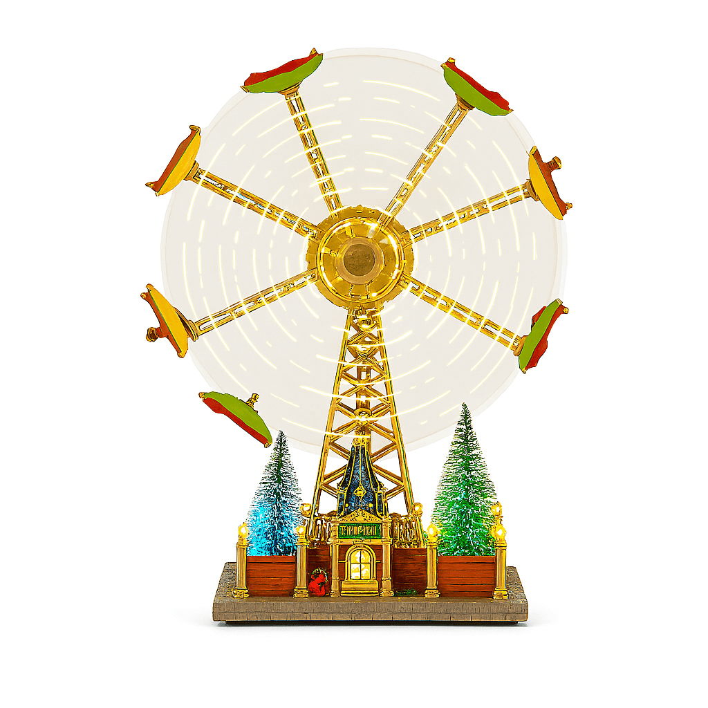 Giostra natalizia ruota panoramica con luci led e movimento per decorazioni natalizie