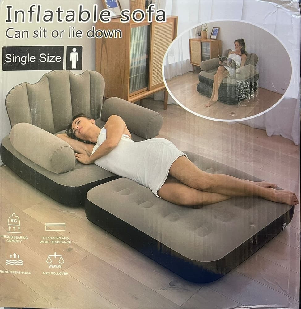 POLTRONA GONFIABILE DIVANO LETTO AD ARIA PIEGHEVOLE PORTATILE MATERASSO CAMPEGGIO - 9