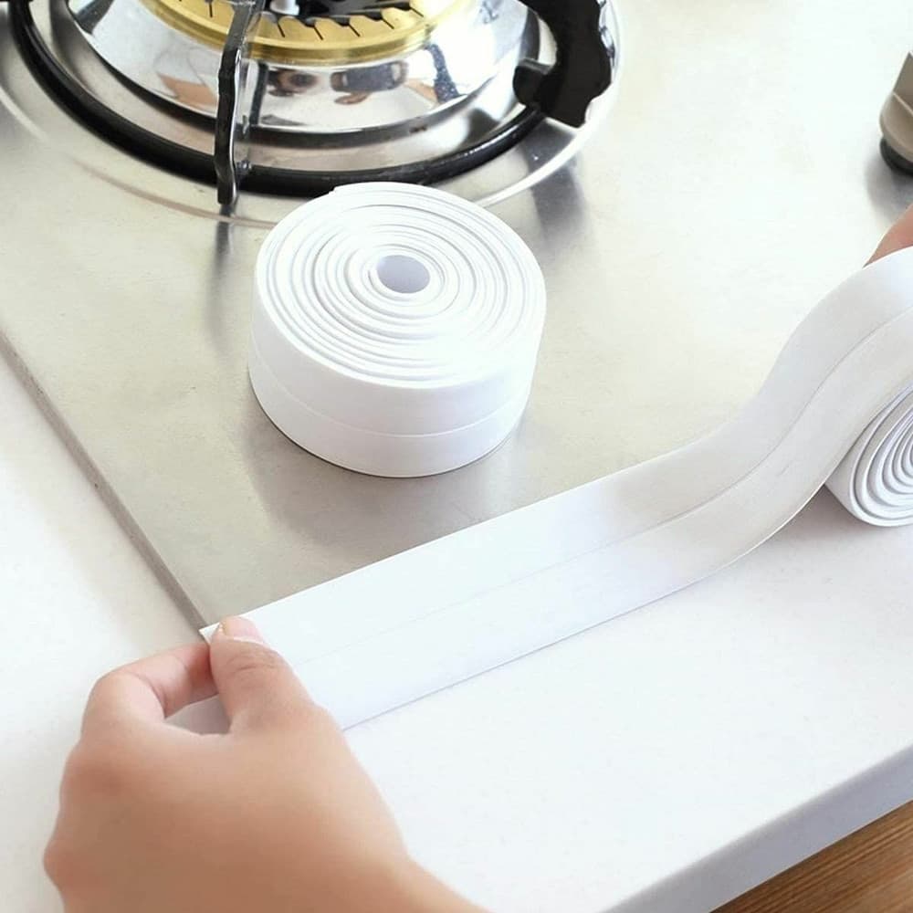 NASTRO SIGILLANTE PIEGHEVOLE IMPERMEABILE ANTIMUFFA PER BAGNO CUCINA 3.4 MT BIANCO - 8