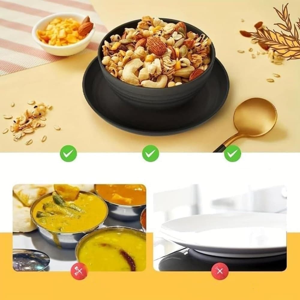SET DA 16PZ STOVIGLIE IN PAGLIA DI GRANO CIOTOLE PIATTI INFRANGIBILI POSATE RIUTILIZZABILI - 15