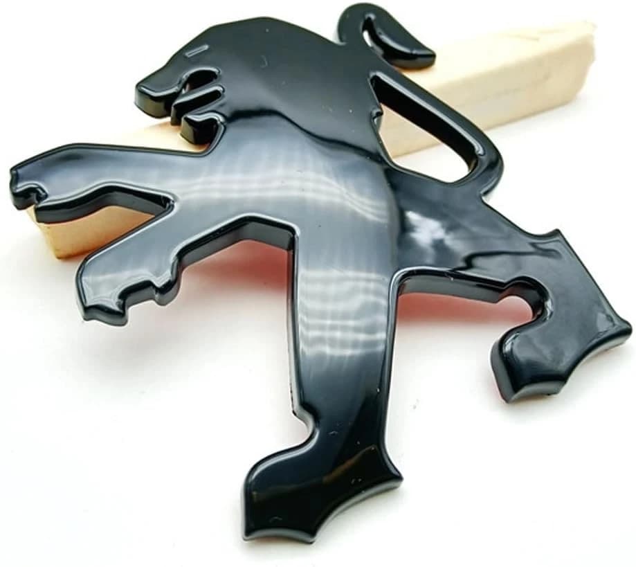 LOGO STEMMA COMPATIBILE PEUGEOT NERO LUCIDO ANTERIORE POSTERIORE COFANO 8X7.5CM - 3