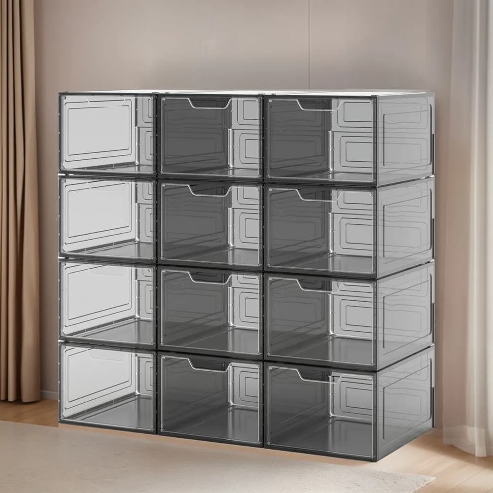BOX CONTENITORE PER SCARPE CALZATURE SCATOLA PORTASCARPE IMPILABILE 34X25X18.4CM 87649 - 9