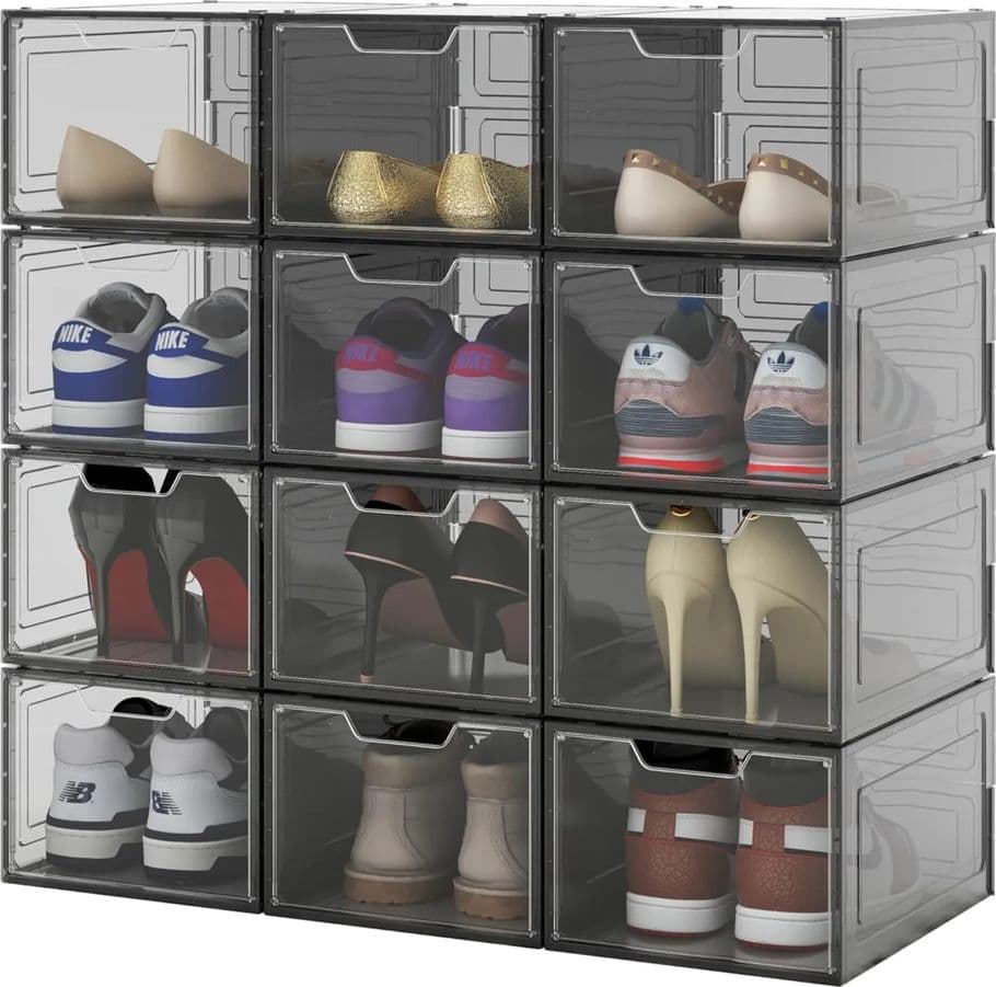 BOX CONTENITORE PER SCARPE CALZATURE SCATOLA PORTASCARPE IMPILABILE 34X25X18.4CM 87649 - 10