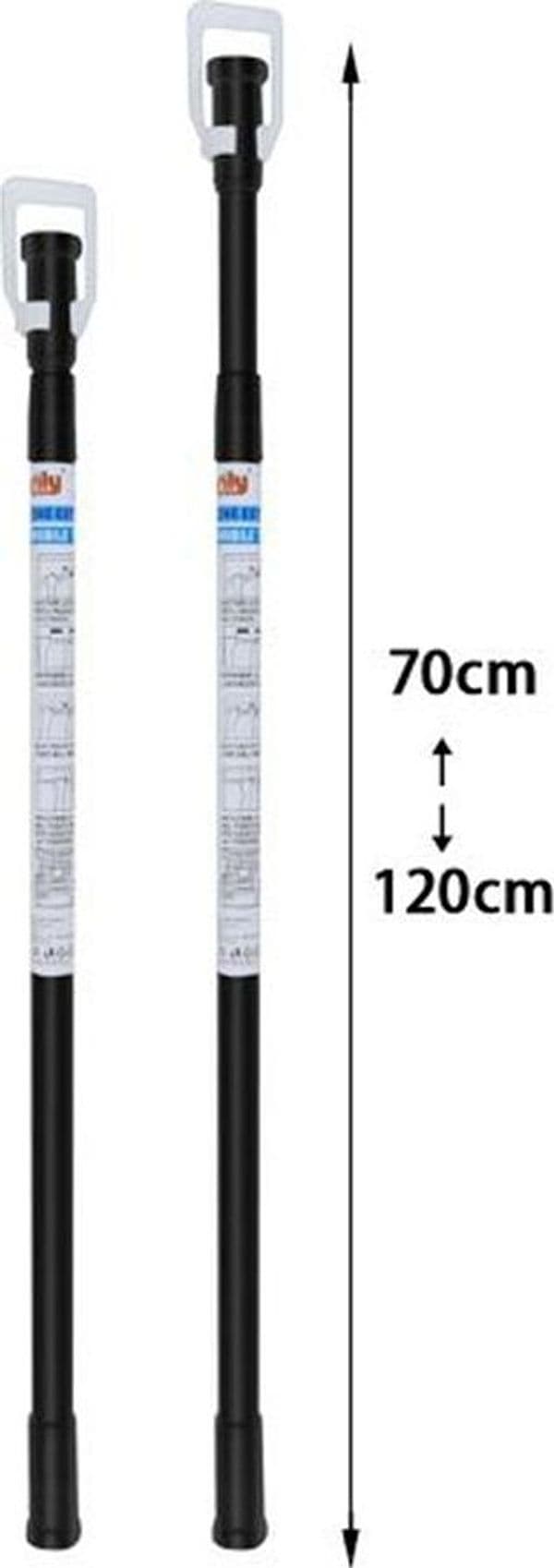BASTONE ASTA PER TENDA DOCCIA BARRA TELESCOPICO 70 A 120 CM ALLUMINIO NERO 87231 - 4