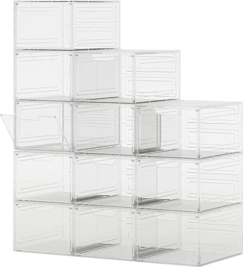 BOX CONTENITORE PER SCARPE CALZATURE SCATOLA IMPILABILE 34X25X18.4CM TRASPARENTE 87648 - 10