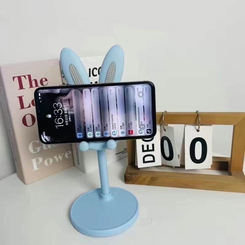 SUPPORTO PER TELEFONO CELLULARE FORMA DI CONIGLIETTO TREPPIEDE PORTATILE IN PLASTICA - 11