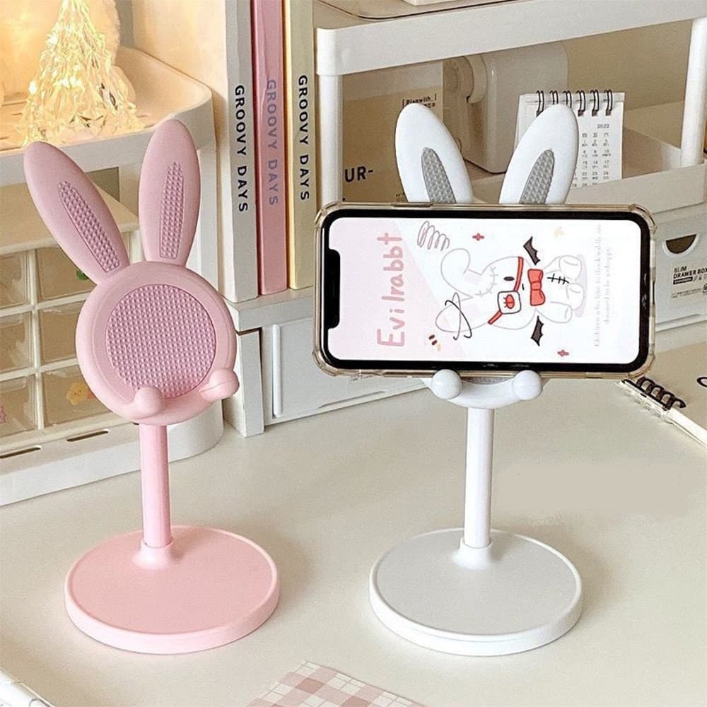 SUPPORTO PER TELEFONO CELLULARE FORMA DI CONIGLIETTO TREPPIEDE PORTATILE IN PLASTICA - 10