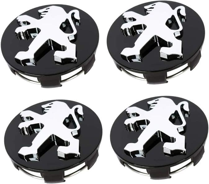 Set 4 Coprimozzo Compatibile Peugeot Tappi 60mm Nero 106 107 206 207 306 307 507 - 5