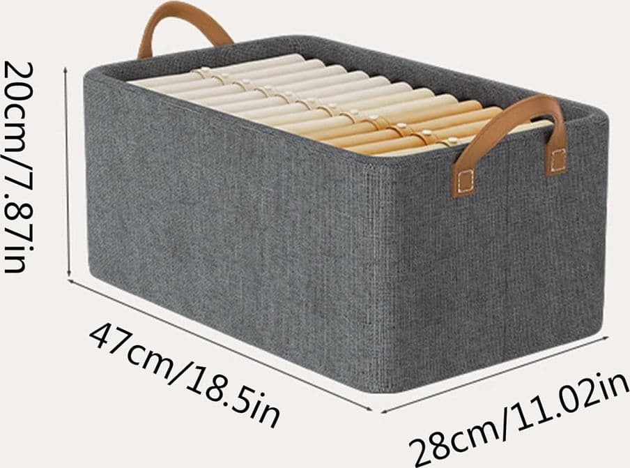 SCATOLA PORTAOGGETTI PIEGHEVOLE ORGANIZER PORTATILE TESSUTO TELAIO IN METALLO 47X28X20CM - 7